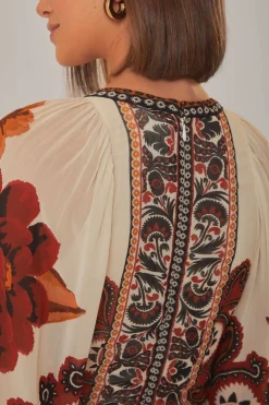 FARM Rio SAND WINTER TAPESTRY V NECK MAXI DRESS