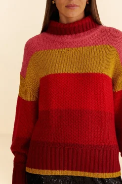 FARM Rio  SHINY STRIPES KNIT SWEATER
