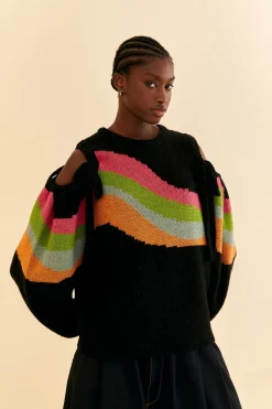 FARM Rio SHOULDER CUT OUTS KNIT SWEATER