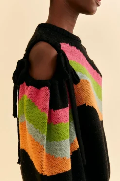 FARM Rio SHOULDER CUT OUTS KNIT SWEATER