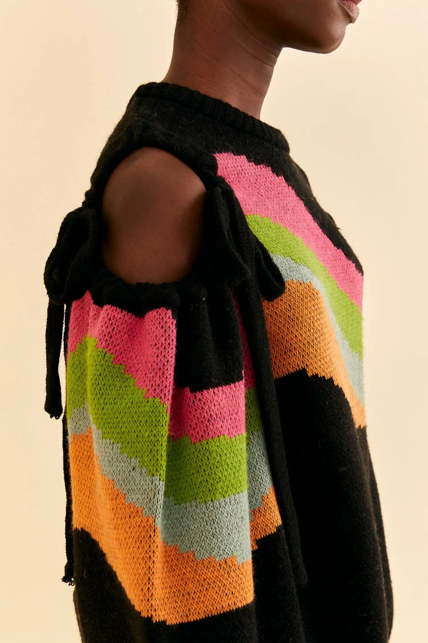 FARM Rio SHOULDER CUT OUTS KNIT SWEATER