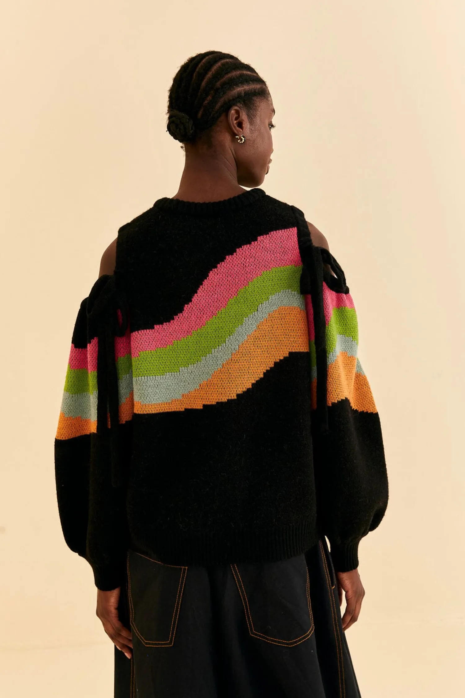 FARM Rio SHOULDER CUT OUTS KNIT SWEATER