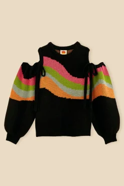 FARM Rio SHOULDER CUT OUTS KNIT SWEATER