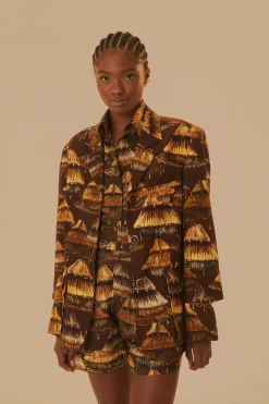 FARM Rio SHUHU BROWN CUT OUT BLAZER