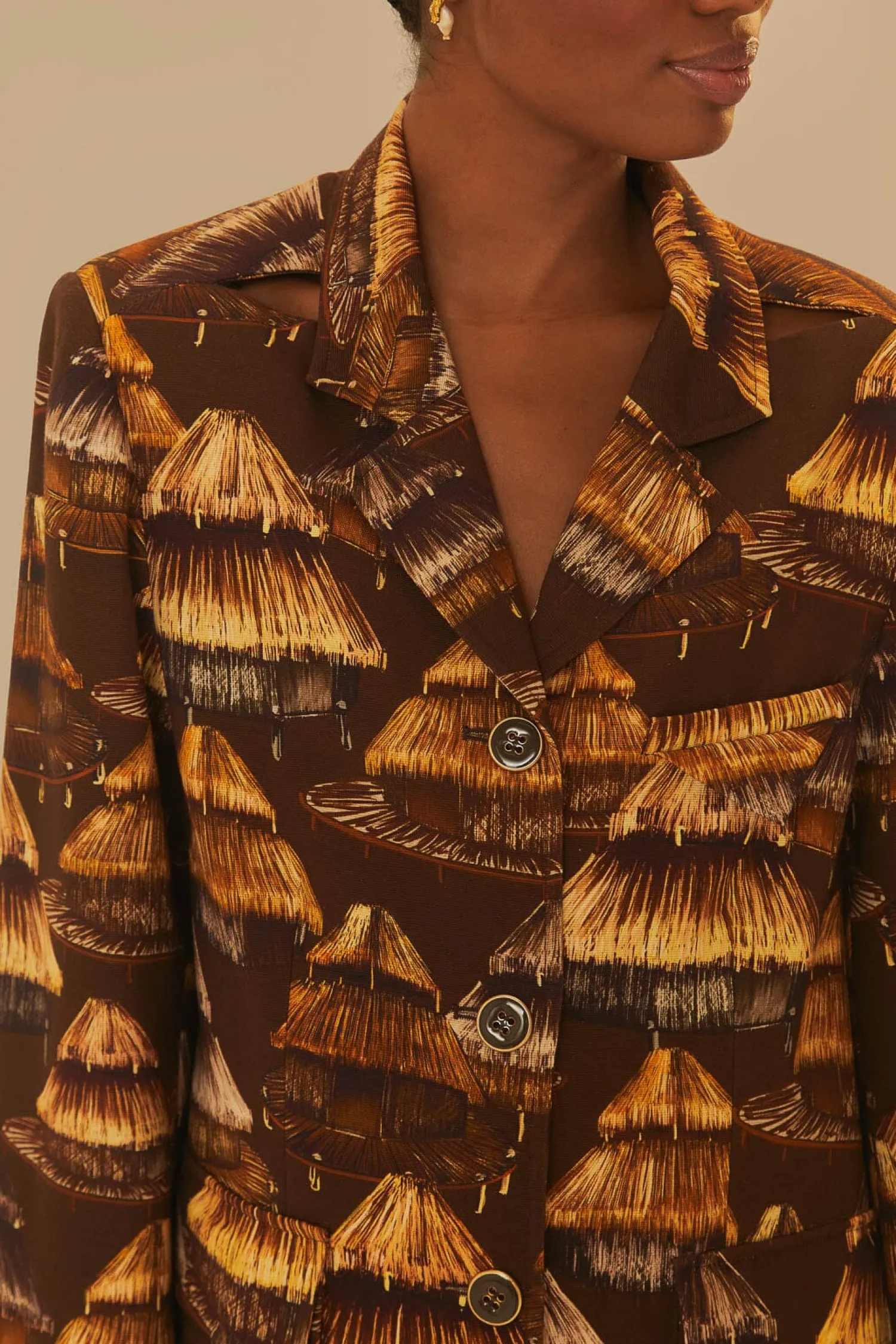 FARM Rio SHUHU BROWN CUT OUT BLAZER