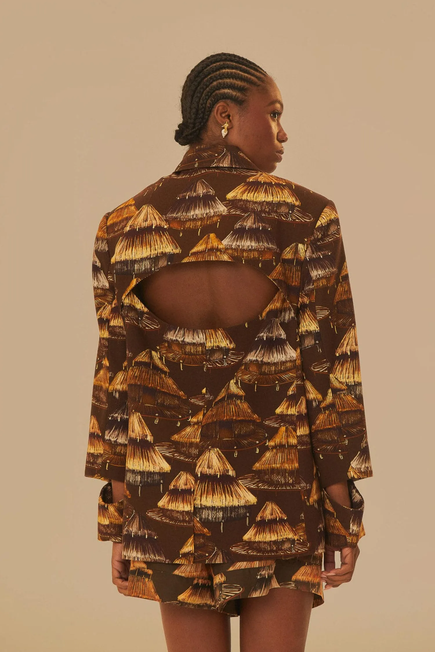 FARM Rio SHUHU BROWN CUT OUT BLAZER