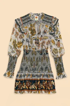 FARM Rio SILVER FLORAL TAPESTRY MINI DRESS