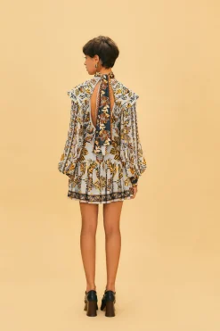 FARM Rio SILVER FLORAL TAPESTRY MINI SKIRT