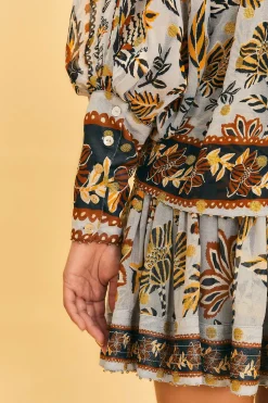 FARM Rio SILVER FLORAL TAPESTRY MINI SKIRT