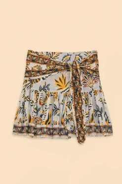 FARM Rio SILVER FLORAL TAPESTRY MINI SKIRT