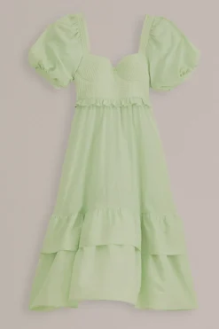 FARM Rio  SOFT GREEN SHORT SLEEVE MIDI DRESS