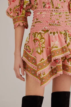 FARM Rio  SOFT PINK AURA FLORAL MINI SKIRT