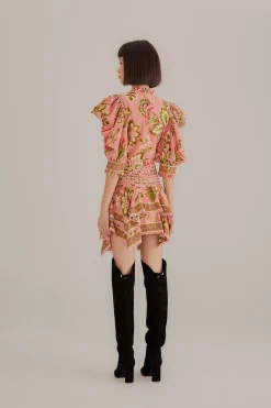 FARM Rio  SOFT PINK AURA FLORAL MINI SKIRT