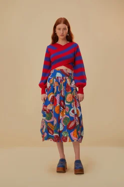 FARM Rio  STRIPES WRAP KNIT SWEATER