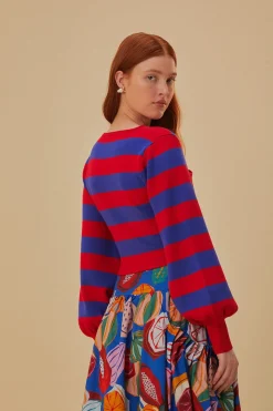 FARM Rio  STRIPES WRAP KNIT SWEATER