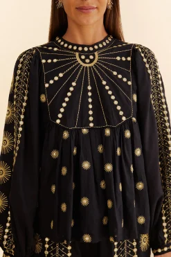 FARM Rio  SUN EMBROIDERED BLOUSE
