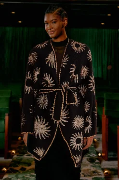 FARM Rio SUN SEQUIN EMBROIDERED KNIT CARDIGAN