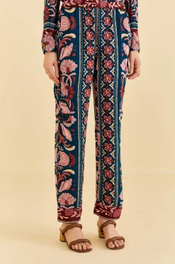 FARM Rio  TEAL SEASHELL TAPESTRY CARGO PANTS