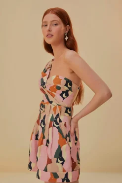 FARM Rio  THE KISS MULTICOLOR ONE SHOULDER ROMPER