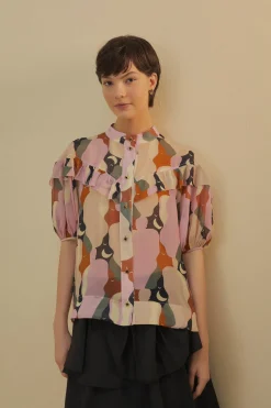 FARM Rio THE KISS MULTICOLOR SHORT SLEEVE BLOUSE