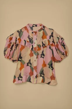 FARM Rio THE KISS MULTICOLOR SHORT SLEEVE BLOUSE