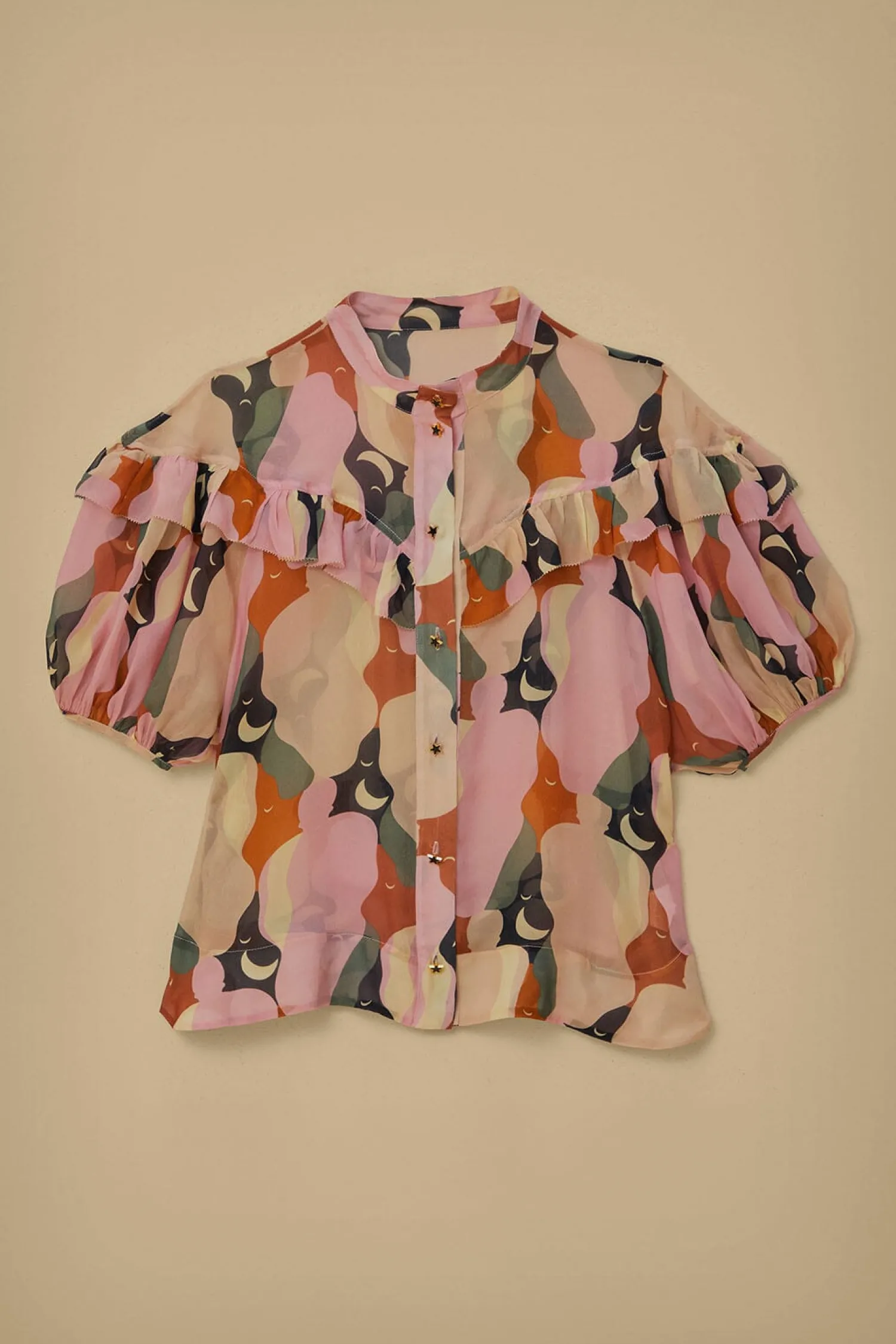 FARM Rio THE KISS MULTICOLOR SHORT SLEEVE BLOUSE