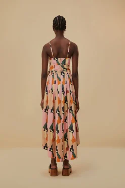 FARM Rio THE KISS MULTICOLOR SLEEVELESS MIDI DRESS