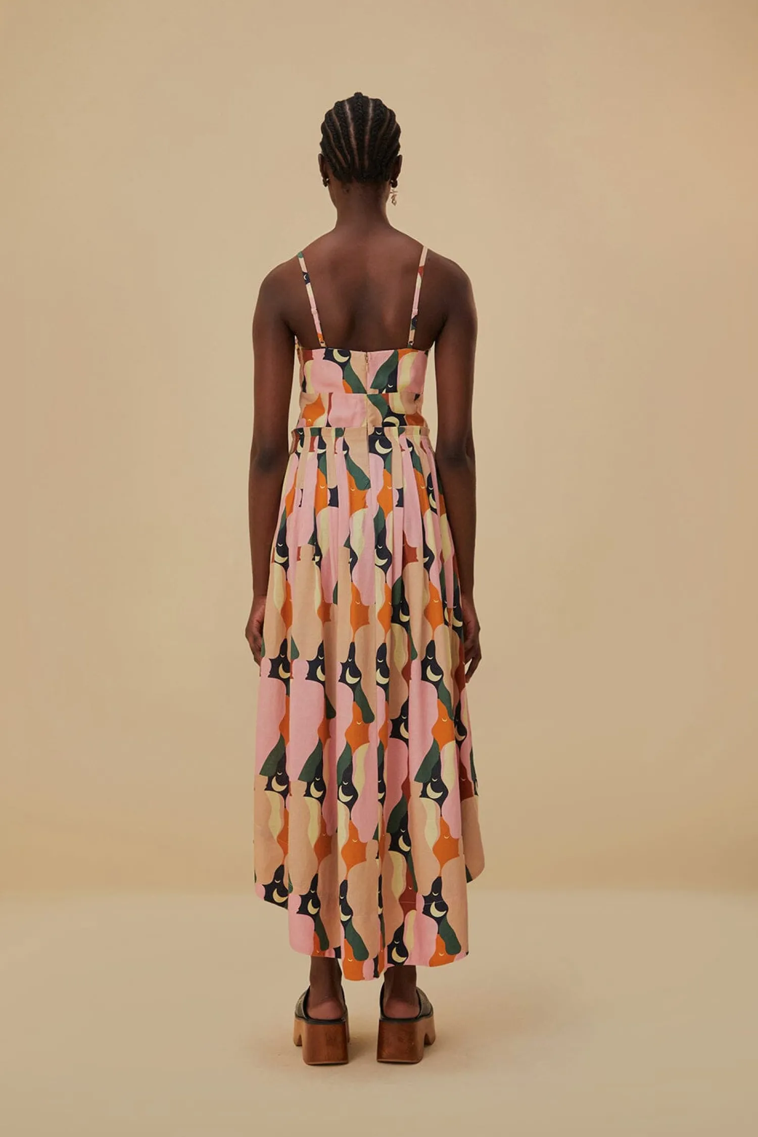 FARM Rio THE KISS MULTICOLOR SLEEVELESS MIDI DRESS