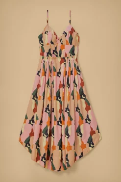 FARM Rio THE KISS MULTICOLOR SLEEVELESS MIDI DRESS