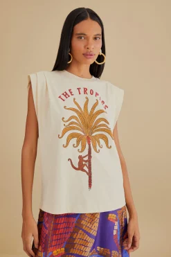 FARM Rio  THE TROPICS PLEAT ORGANIC COTTON T-SHIRT