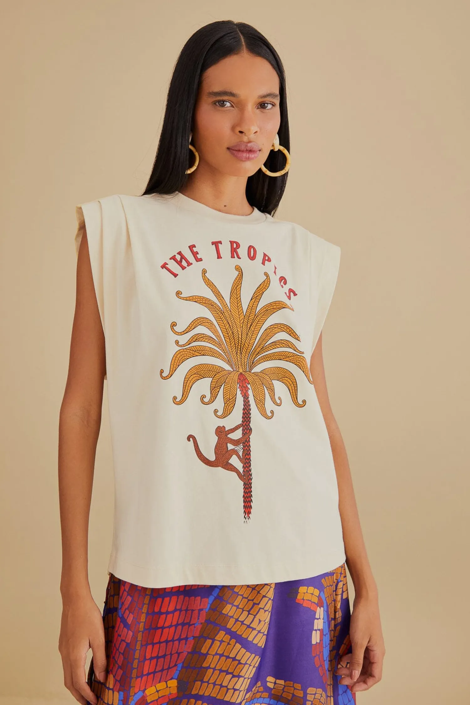 FARM Rio THE TROPICS PLEAT ORGANIC COTTON T-SHIRT