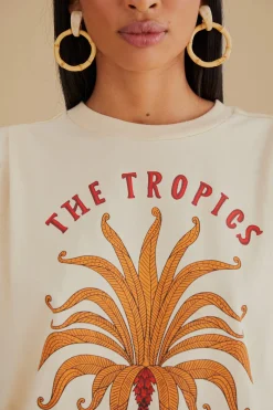 FARM Rio THE TROPICS PLEAT ORGANIC COTTON T-SHIRT