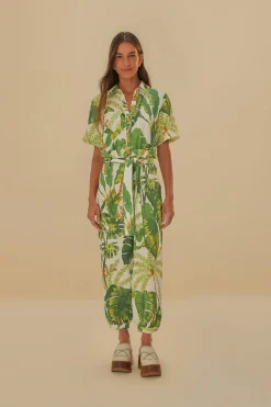 FARM Rio TROPICAL FOREST OFF-WHITE JUMPSUIT