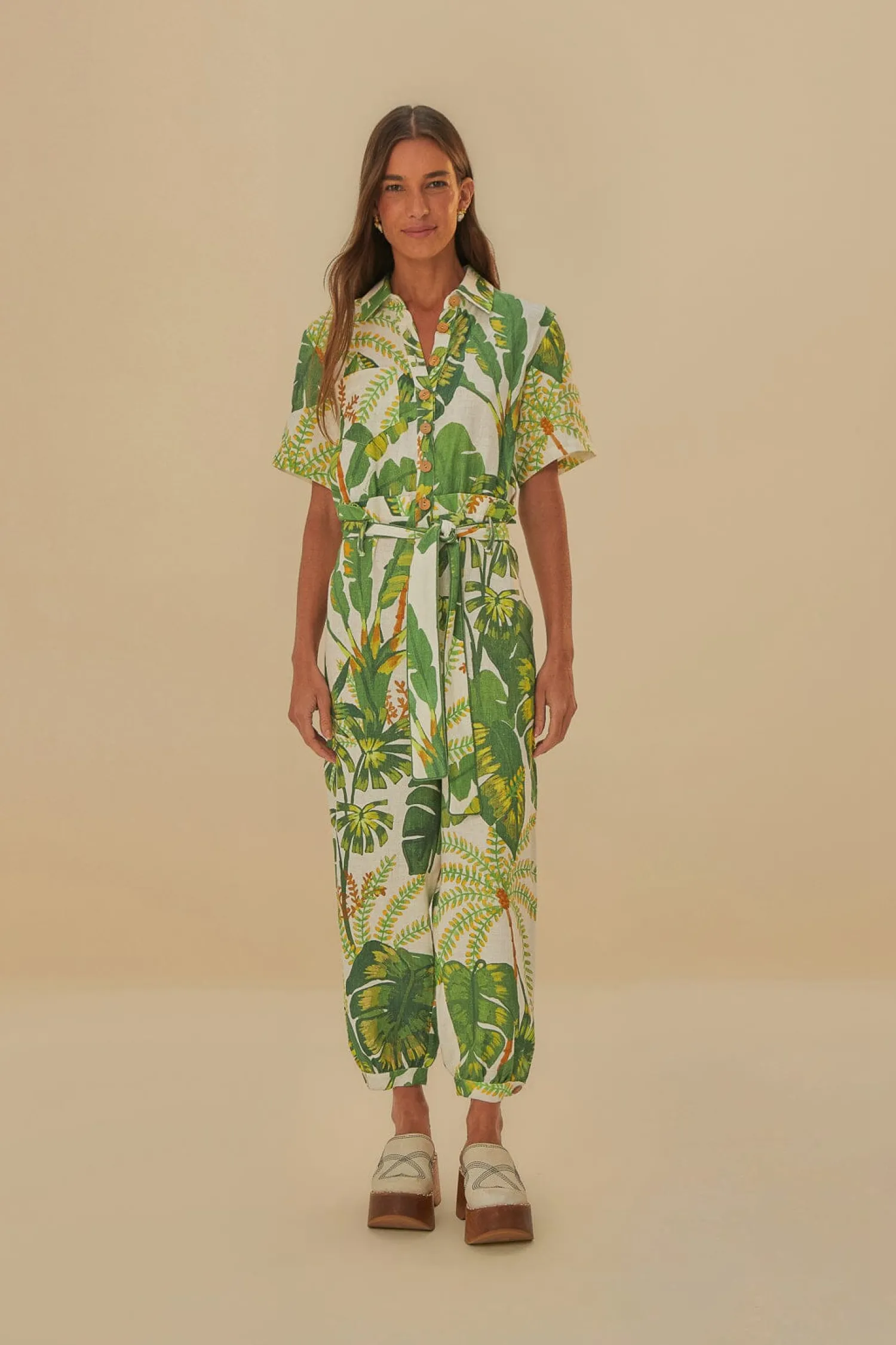 FARM Rio TROPICAL FOREST OFF-WHITE JUMPSUIT