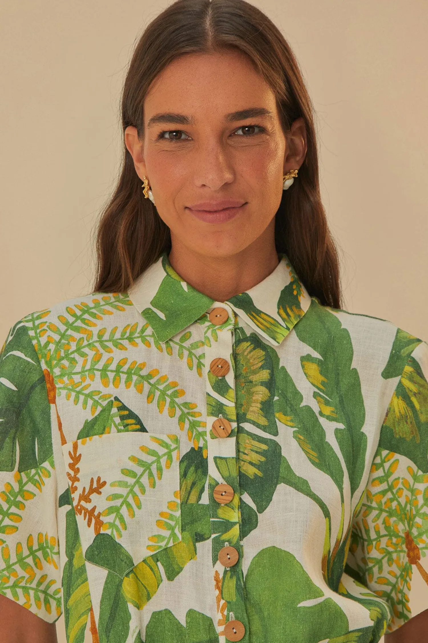 FARM Rio TROPICAL FOREST OFF-WHITE JUMPSUIT