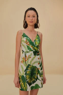 FARM Rio TROPICAL FOREST OFF-WHITE MINI DRESS