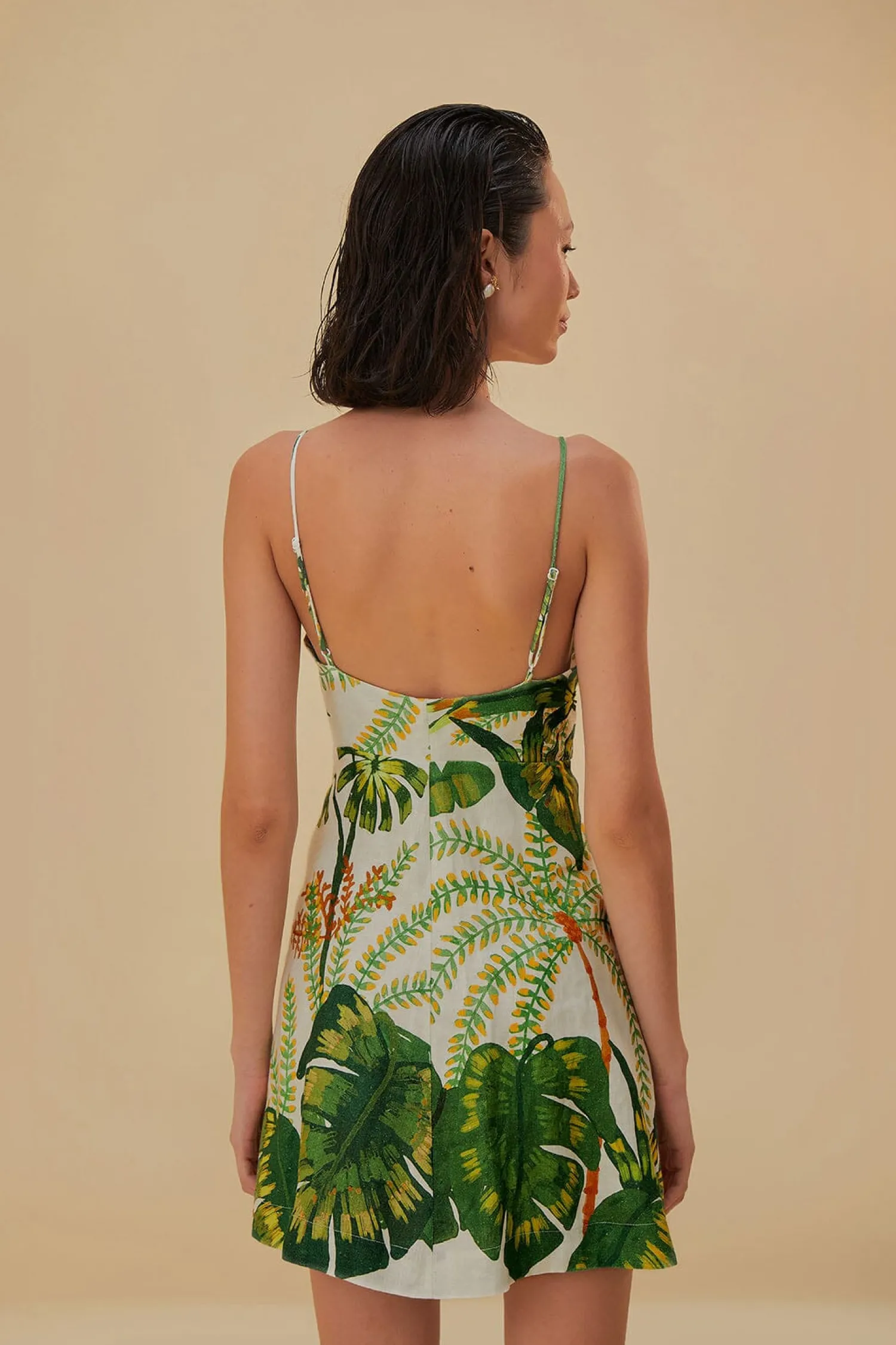 FARM Rio TROPICAL FOREST OFF-WHITE MINI DRESS