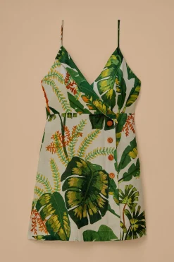FARM Rio TROPICAL FOREST OFF-WHITE MINI DRESS