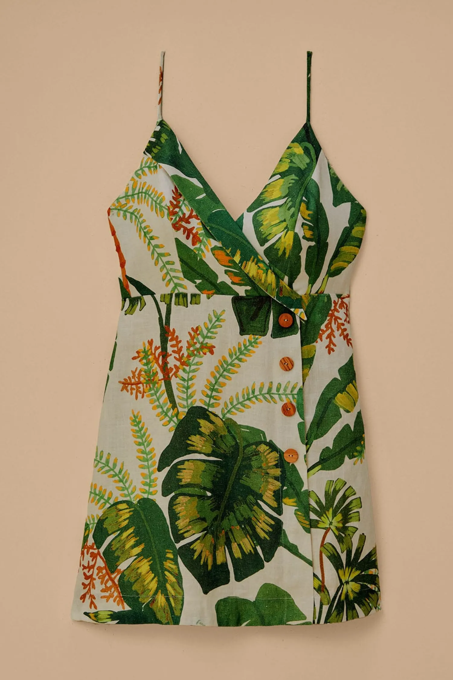 FARM Rio TROPICAL FOREST OFF-WHITE MINI DRESS