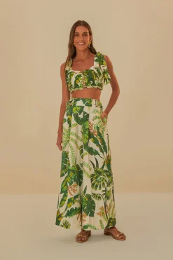 FARM Rio  TROPICAL FOREST OFF-WHITE PANTS