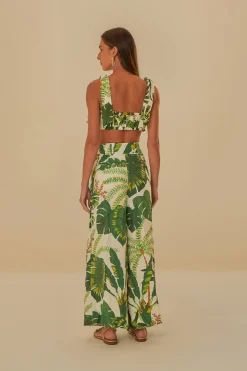 FARM Rio  TROPICAL FOREST OFF-WHITE PANTS
