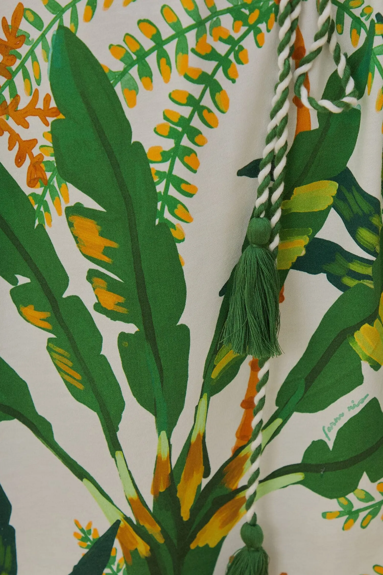 FARM Rio TROPICAL FOREST OFF-WHITE T-SHIRT DRESS