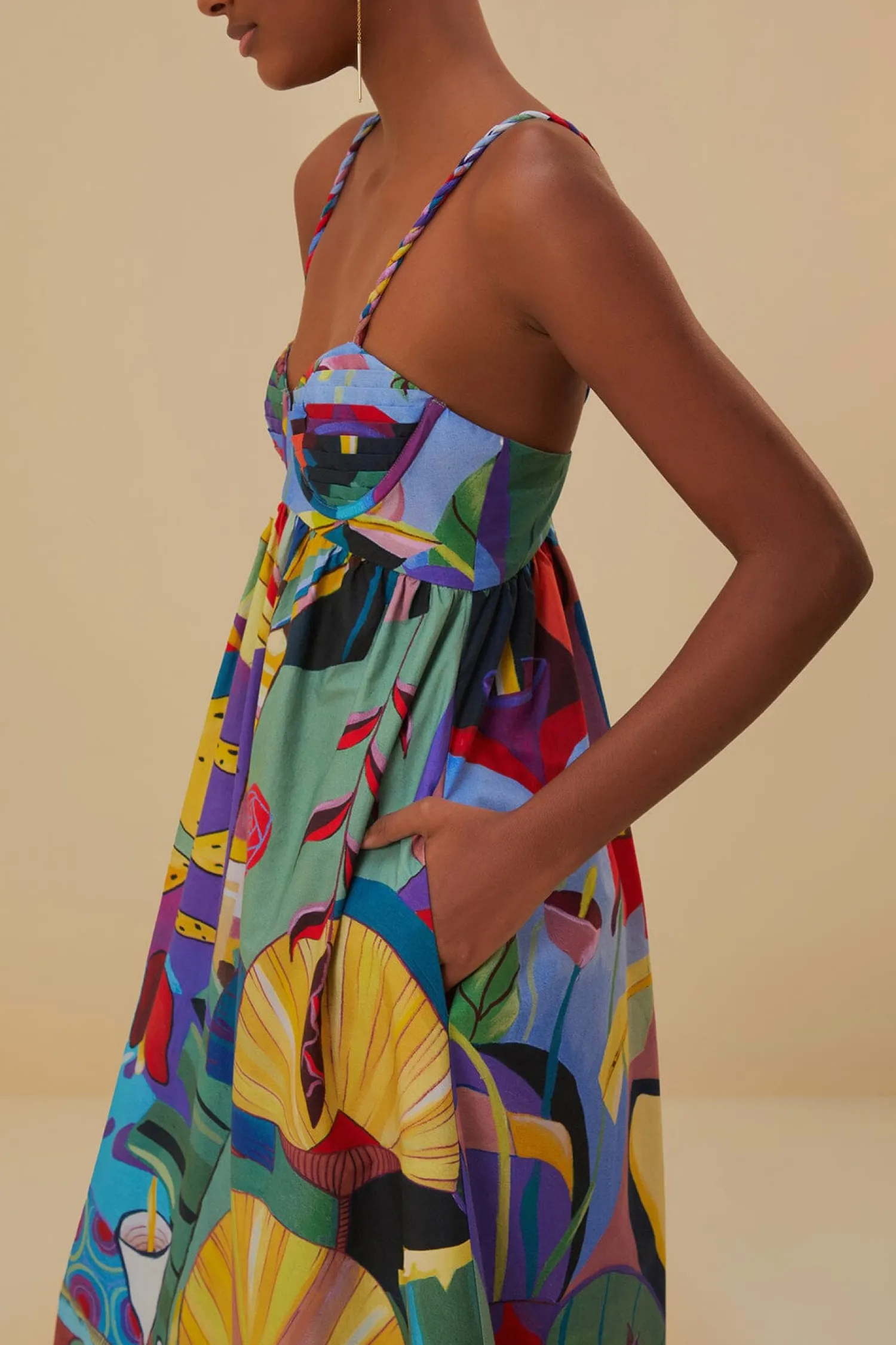 FARM Rio TROPICAL SCENARIO SLEEVELESS MAXI DRESS