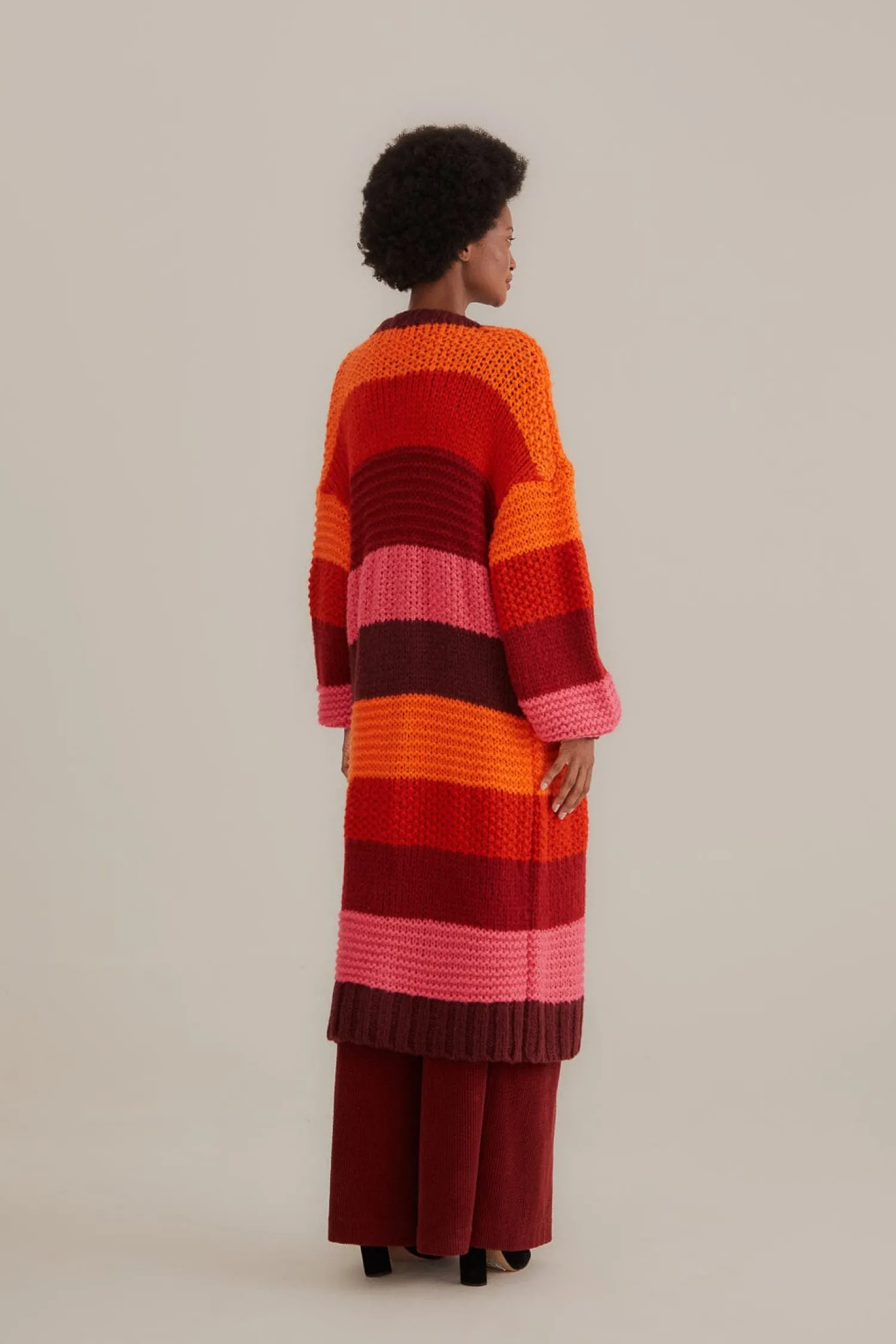 FARM Rio TROPICAL STRIPES MIDI KNIT CARDIGAN