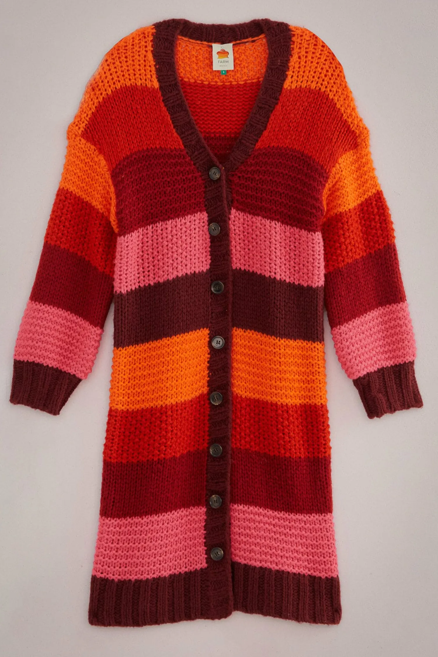 FARM Rio TROPICAL STRIPES MIDI KNIT CARDIGAN
