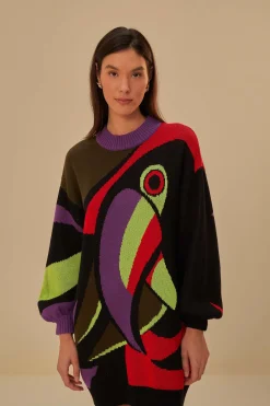 FARM Rio TUCANO KAMBO KNIT SWEATERDRESS