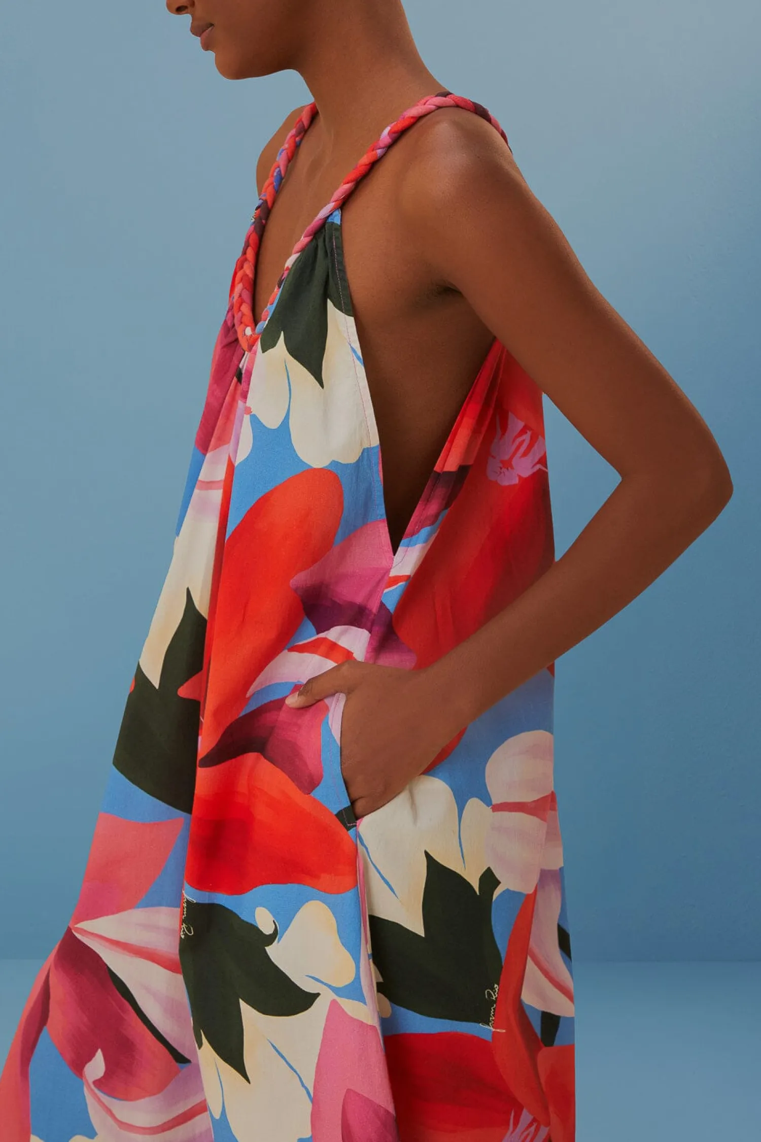 FARM Rio WATERCOLOR FLORAL SLEEVELESS COVER UP