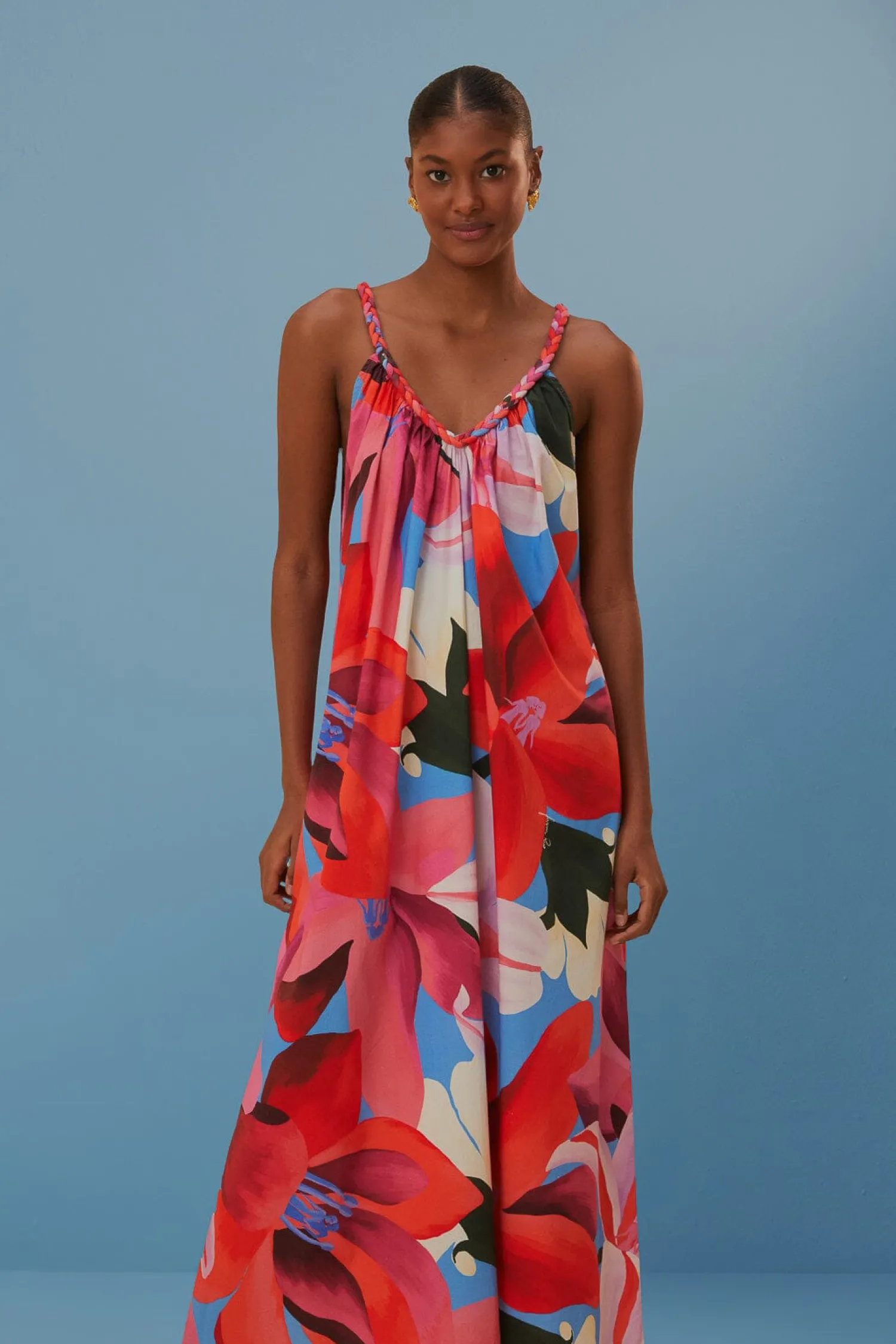 FARM Rio WATERCOLOR FLORAL SLEEVELESS COVER UP