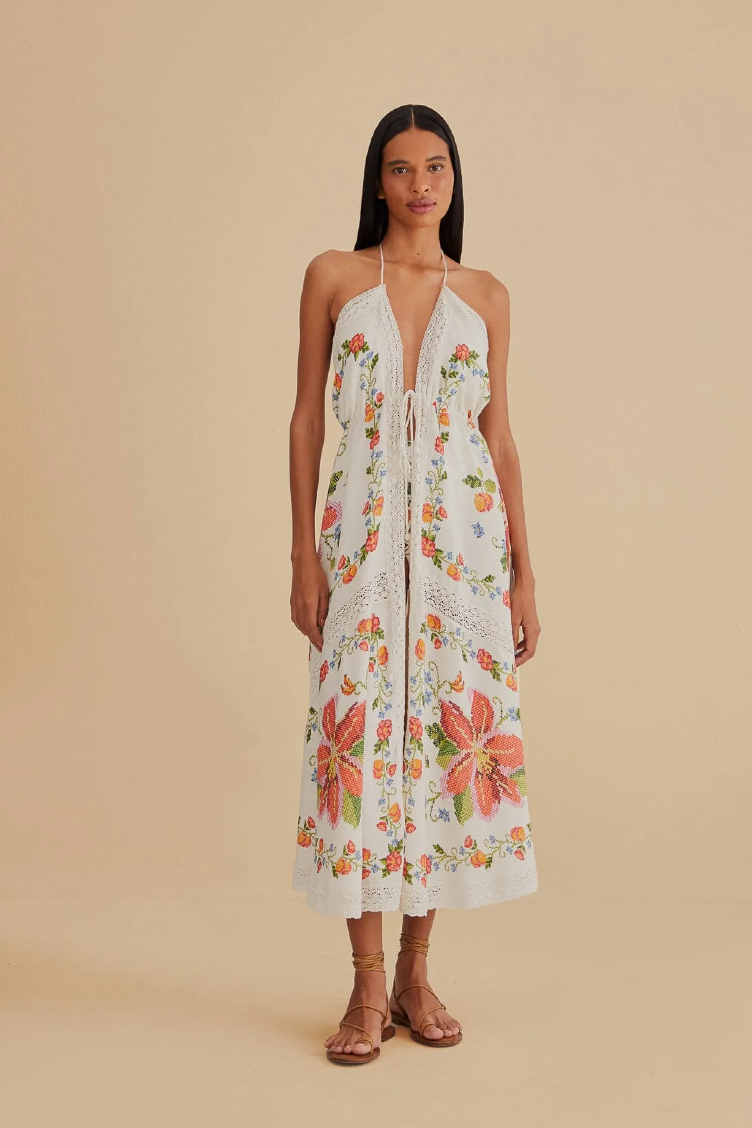 FARM Rio WHITE BANANA VITAMIN LACE COVER UP