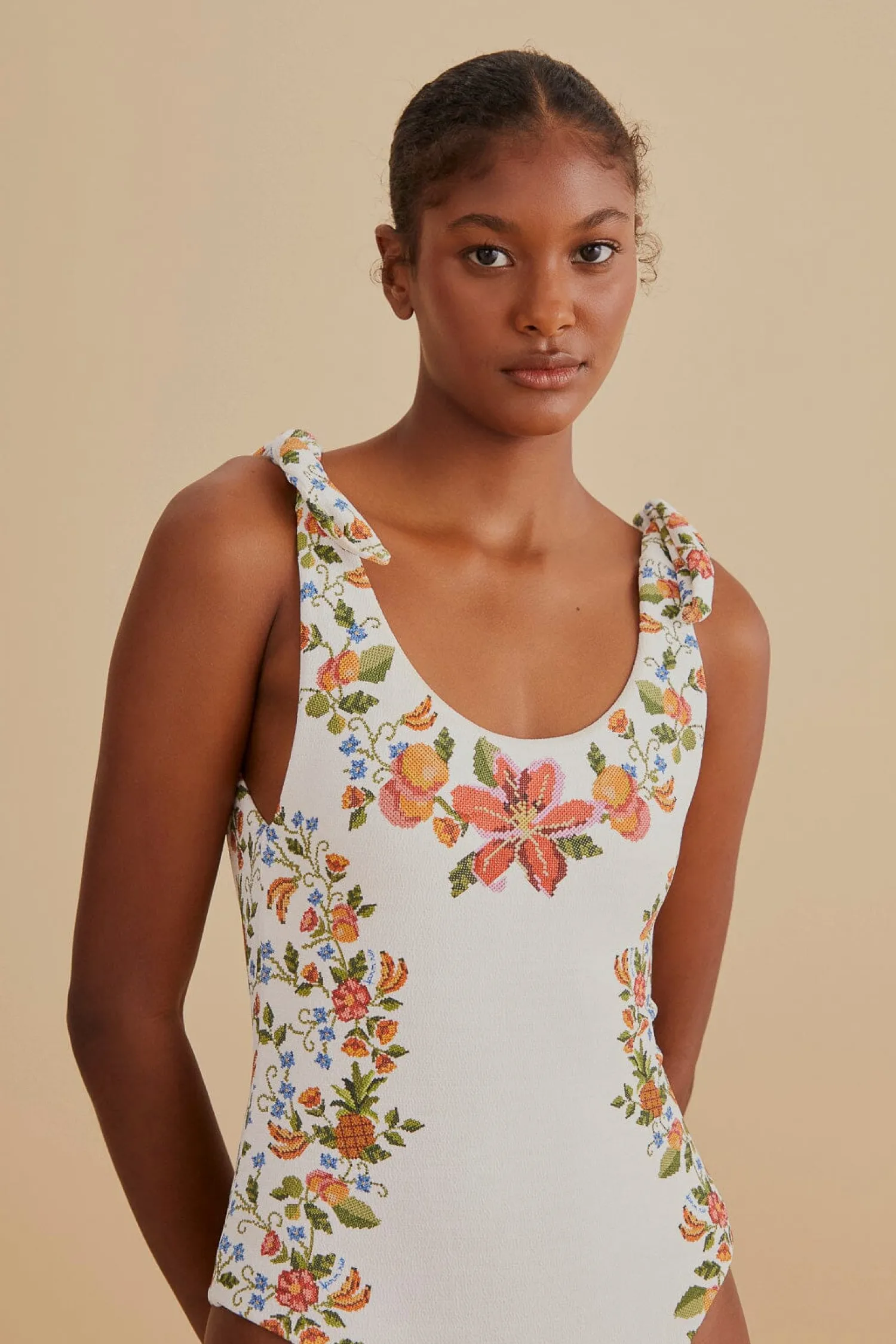 FARM Rio WHITE BANANA VITAMIN ONE PIECE SWIMSUIT